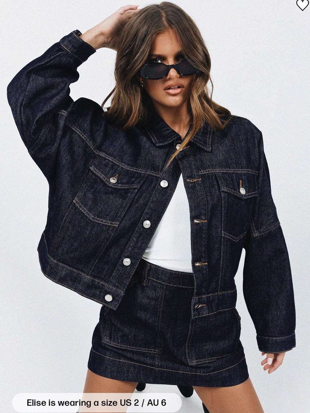 Princess Polly Hughes Dark Wash Denim Jacket